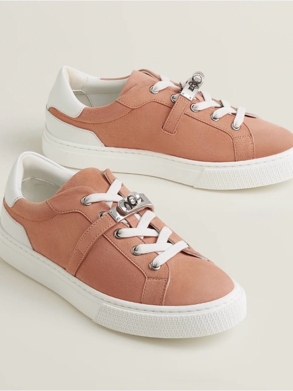 Hermes Nude Suede Day Sneakers